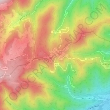 Topografische kaart Trois-Épis, hoogte, reliëf