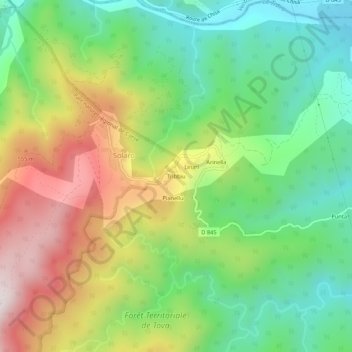 Topografische kaart Tribbiu, hoogte, reliëf