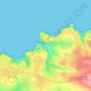 Topografische kaart Port Quin, hoogte, reliëf
