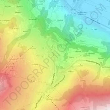 Topografische kaart Basseville, hoogte, reliëf