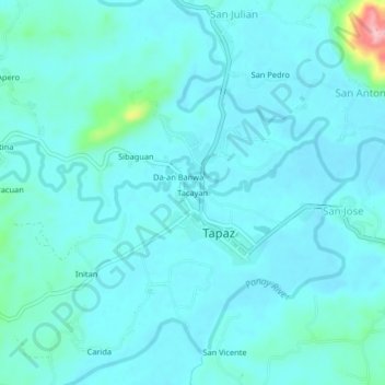 Topografische kaart Tacayan, hoogte, reliëf