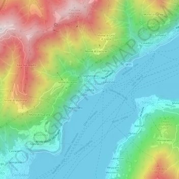 Topografische kaart Vignola, hoogte, reliëf