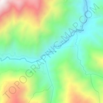 Topografische kaart Anaime, hoogte, reliëf