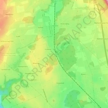 Topografische kaart Schorenmoos, hoogte, reliëf
