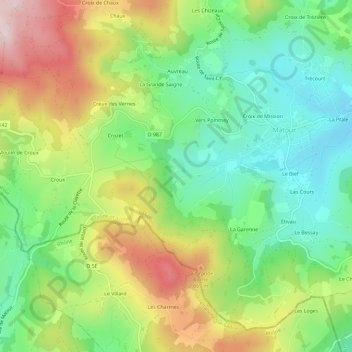 Topografische kaart Le Potet, hoogte, reliëf