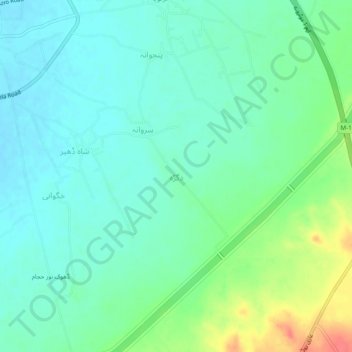 Topografische kaart دگڑہ, hoogte, reliëf