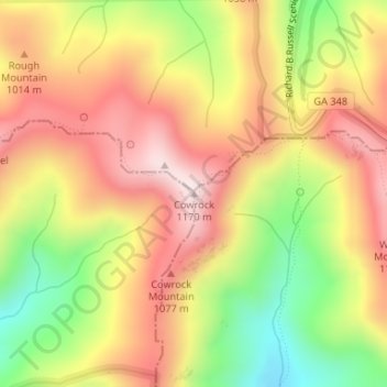 Topografische kaart Cowrock, hoogte, reliëf