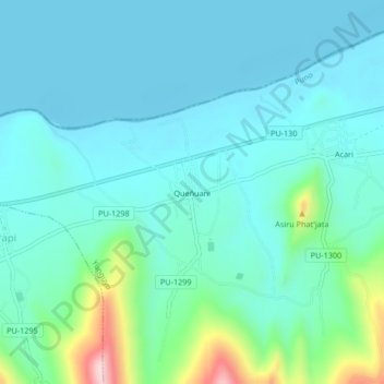 Topografische kaart Queñuani, hoogte, reliëf