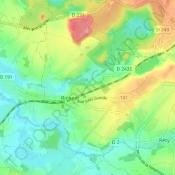 Topografische kaart Ferme des Combles, hoogte, reliëf
