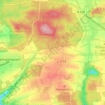 Topografische kaart Frühmeßhof, hoogte, reliëf