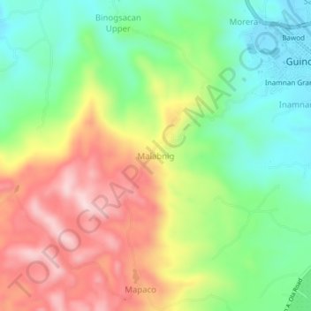 Topografische kaart Malabnig, hoogte, reliëf