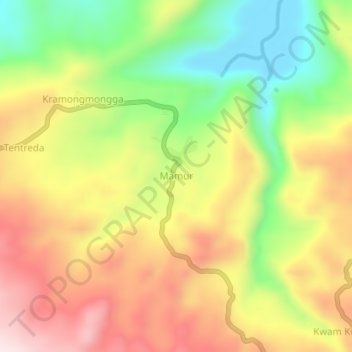 Topografische kaart Mamur, hoogte, reliëf