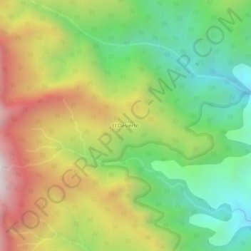 Topografische kaart El Desierto, hoogte, reliëf