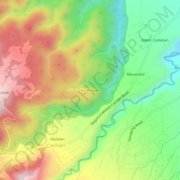Topografische kaart Karilongan, hoogte, reliëf