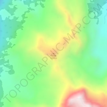 Topografische kaart Verde, hoogte, reliëf