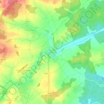 Topografische kaart Krumbach, hoogte, reliëf