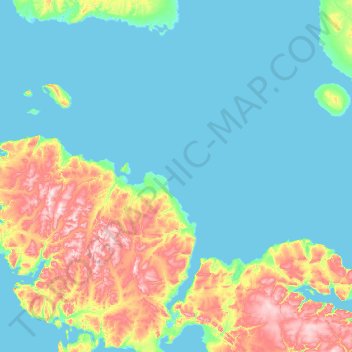 Topografische kaart Qikiqtaaluk, hoogte, reliëf