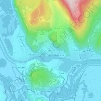 Topografische kaart Pluvis, hoogte, reliëf