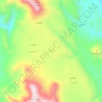 Topografische kaart Bahrah, hoogte, reliëf