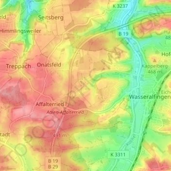 Topografische kaart Heisenberg, hoogte, reliëf