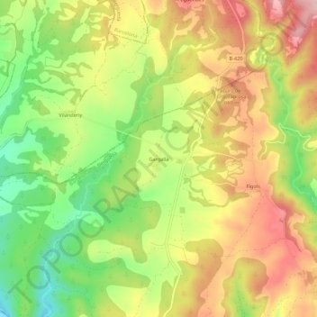 Topografische kaart Gargallà, hoogte, reliëf