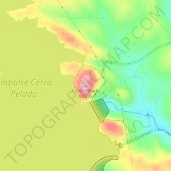 Topografische kaart Cerro Pelado, hoogte, reliëf