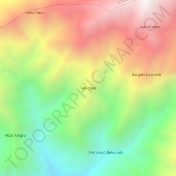 Topografische kaart Tablones, hoogte, reliëf