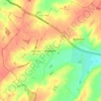 Topografische kaart Keyston, hoogte, reliëf