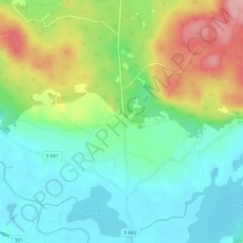 Topografische kaart Knåda, hoogte, reliëf