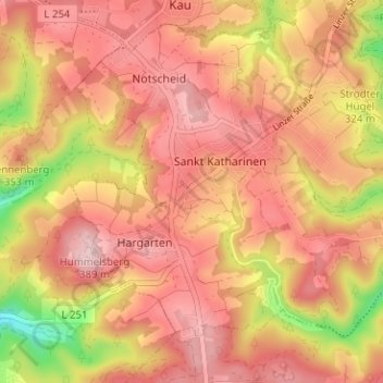 Topografische kaart Noll, hoogte, reliëf