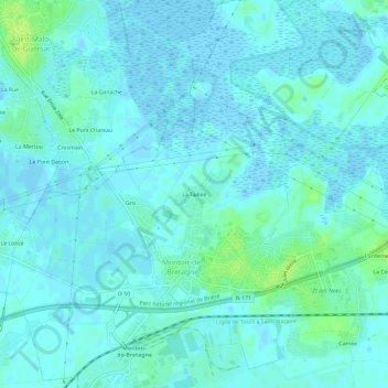 Topografische kaart La Taillée, hoogte, reliëf