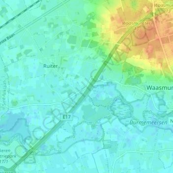 Topografische kaart Neerstraat, hoogte, reliëf