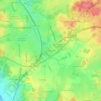 Topografische kaart La Pouyade, hoogte, reliëf