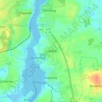 Topografische kaart Lüttfeld, hoogte, reliëf
