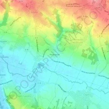 Topografische kaart Plaine Basse, hoogte, reliëf
