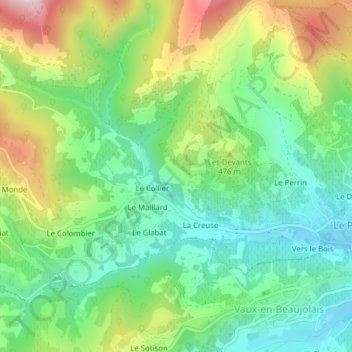 Topografische kaart Rochemure, hoogte, reliëf