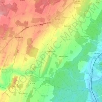 Topografische kaart Adelsreute, hoogte, reliëf