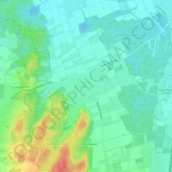 Topografische kaart Erpfting, hoogte, reliëf