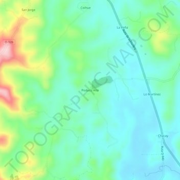 Topografische kaart Poduco Alto, hoogte, reliëf
