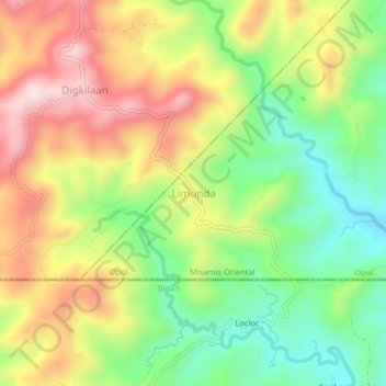 Topografische kaart Limunda, hoogte, reliëf