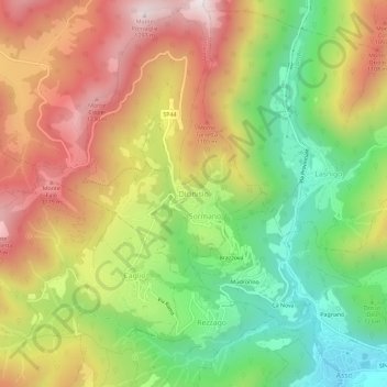 Topografische kaart Dicinisio, hoogte, reliëf