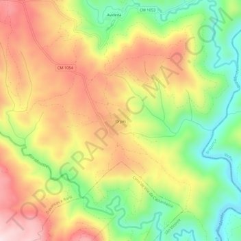 Topografische kaart Urjais, hoogte, reliëf