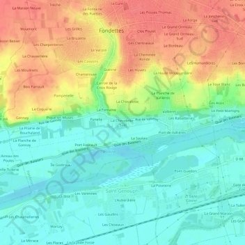 Topografische kaart La Chevalette-Sud, hoogte, reliëf
