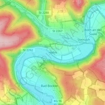 Topografische kaart Hohn, hoogte, reliëf