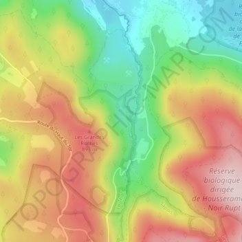 Topografische kaart Housseramont, hoogte, reliëf