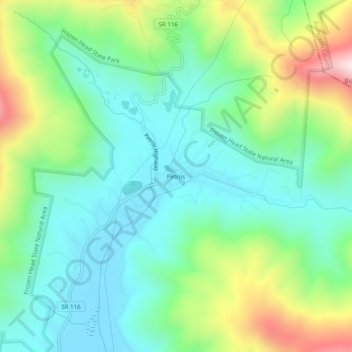 Topografische kaart Petros, hoogte, reliëf