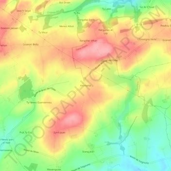 Topografische kaart Kermaria, hoogte, reliëf
