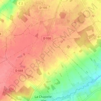 Topografische kaart La Perrotière, hoogte, reliëf