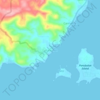 Topografische kaart Cabalagnan, hoogte, reliëf