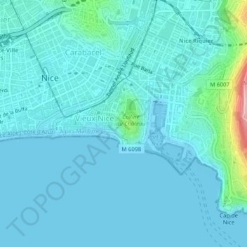 Topografische kaart Cascade, hoogte, reliëf